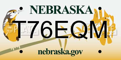 T76EQM Nebraska License Plate