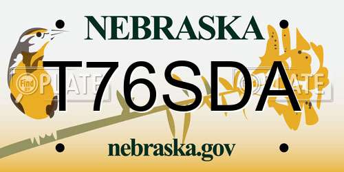 T76SDA Nebraska License Plate