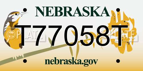 T77058T Nebraska License Plate