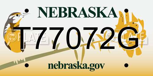 T77072G Nebraska License Plate