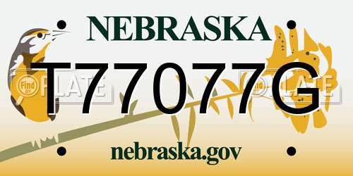 T77077G Nebraska License Plate