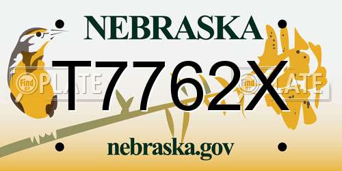 T7762X Nebraska License Plate