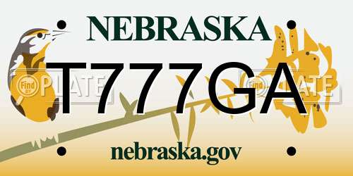 T777GA Nebraska License Plate