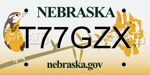 T77GZX Nebraska License Plate