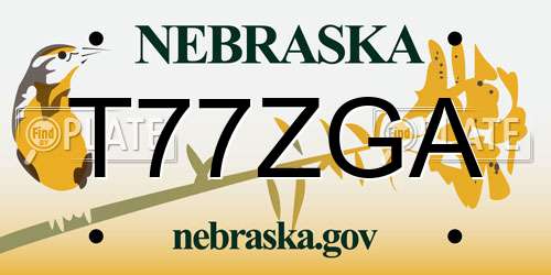 T77ZGA Nebraska License Plate