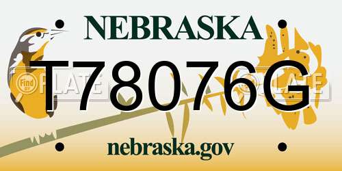 T78076G Nebraska License Plate