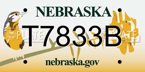 T7833B Nebraska License Plate