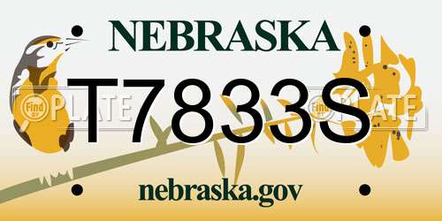 T7833S Nebraska License Plate