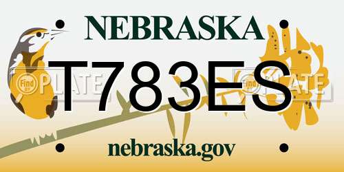 T783ES Nebraska License Plate