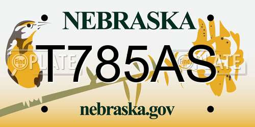 T785AS Nebraska License Plate