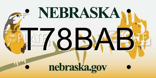 T78BAB Nebraska License Plate