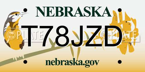 T78JZD Nebraska License Plate