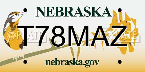 T78MAZ Nebraska License Plate