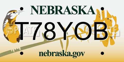 T78YOB Nebraska License Plate