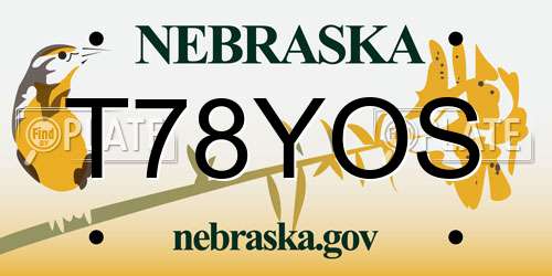 T78YOS Nebraska License Plate