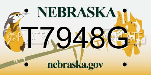 T7948G Nebraska License Plate