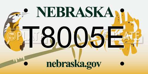 T8005E Nebraska License Plate