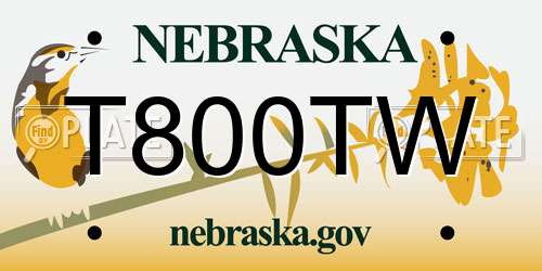 T800TW Nebraska License Plate