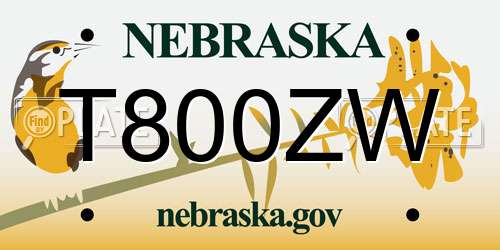 T800ZW Nebraska License Plate