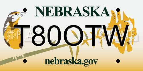 T80OTW Nebraska License Plate