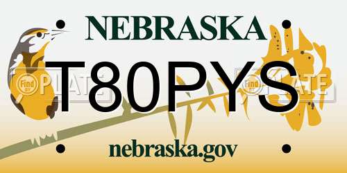 T80PYS Nebraska License Plate