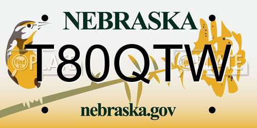 T80QTW Nebraska License Plate