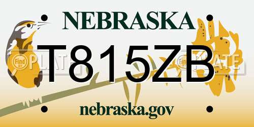 T815ZB Nebraska License Plate