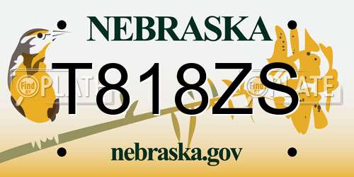 T818ZS Nebraska License Plate