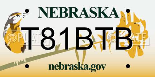 T81BTB Nebraska License Plate