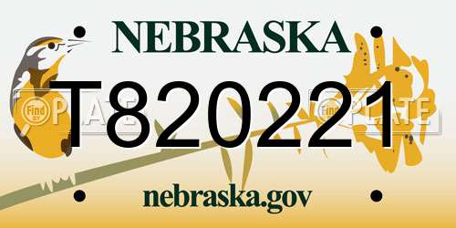 T820221 Nebraska License Plate