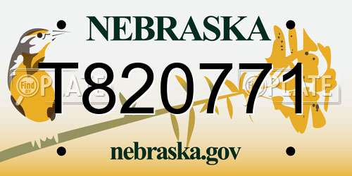 T820771 Nebraska License Plate