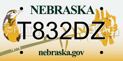 T832DZ Nebraska License Plate