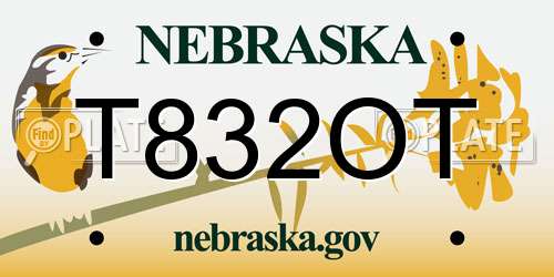 T832OT Nebraska License Plate