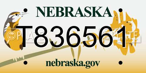 T836561 Nebraska License Plate