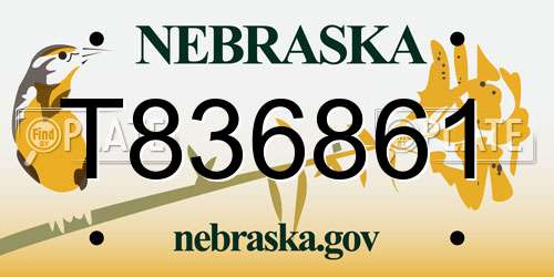 T836861 Nebraska License Plate