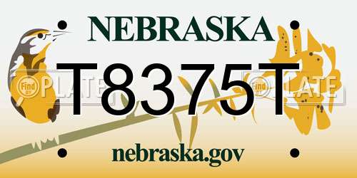 T8375T Nebraska License Plate