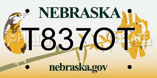 T837OT Nebraska License Plate
