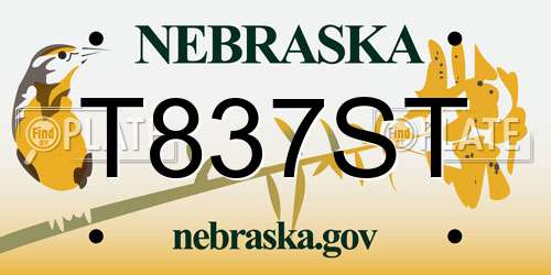 T837ST Nebraska License Plate