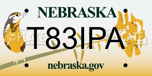 T83IPA Nebraska License Plate