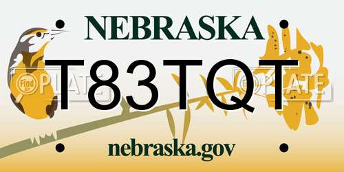 T83TQT Nebraska License Plate