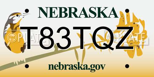 T83TQZ Nebraska License Plate
