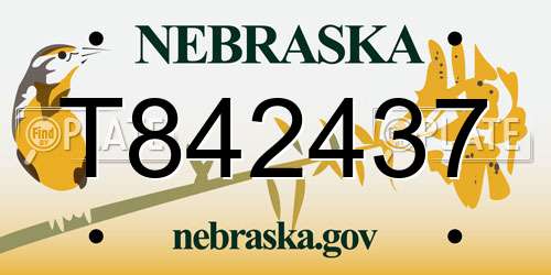 T842437 Nebraska License Plate