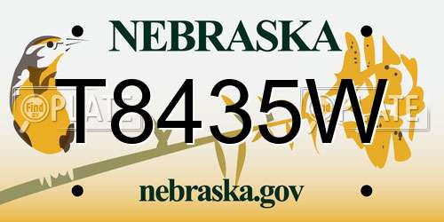 T8435W Nebraska License Plate