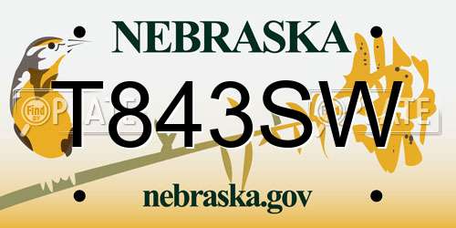 T843SW Nebraska License Plate