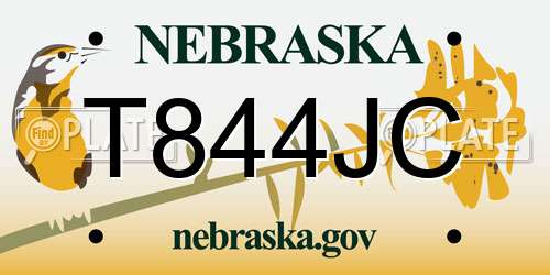 T844JC Nebraska License Plate