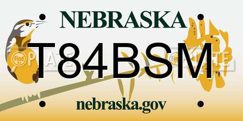 T84BSM Nebraska License Plate