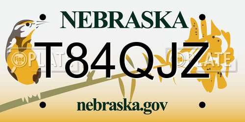 T84QJZ Nebraska License Plate