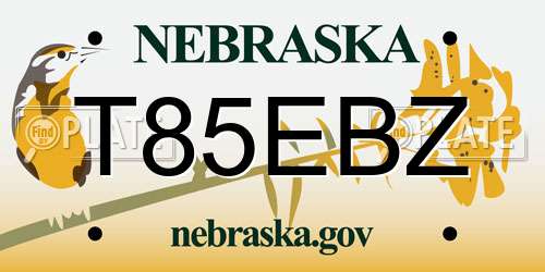 T85EBZ Nebraska License Plate