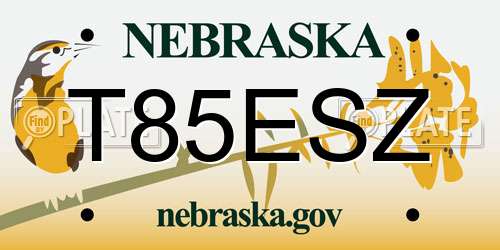 T85ESZ Nebraska License Plate