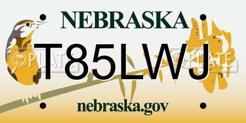 T85LWJ Nebraska License Plate